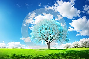 a white blue sky cloud tree.