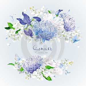 White and blue summer flowers bouquet