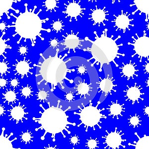 White on Blue Virus Pattern Seamless Repeat Background
