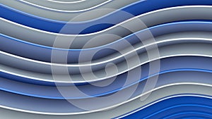 White and blue wavy curves abstract 3D rendering