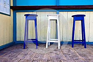 White & blue wooden bar chairs