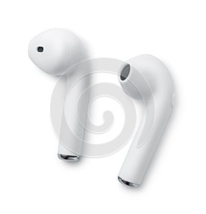 White bluetooth true wireless earbuds