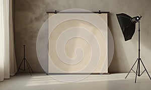 A white board with a black frame is on the wall