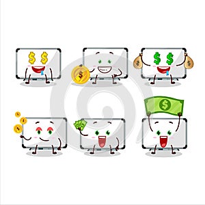 White board cartoon character with cute emoticon bring money