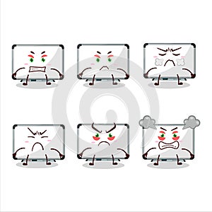 White board cartoon character with various angry expressions