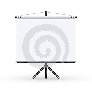 White board presentation conference meeting screen with tripod vector illustration