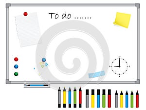 White board with stationery