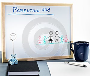 A white board used for parenting classes and sex education in highschool or university. photo