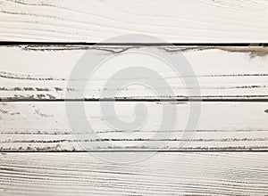 White board wall with wood grain texture background, distressed vintage barn wood with peeling white paint and grunge, farmhouse d