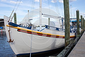 White Boat with Anchor Landscape