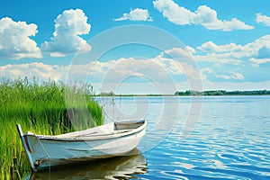 White Boat Floating on Water