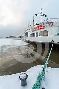 White Boat Frozen Sea