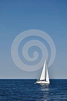 White boat on open blue sea, Croatia