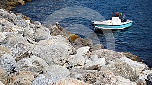 White boat on sea