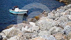 White boat on sea