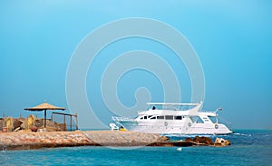 White boat on the sea