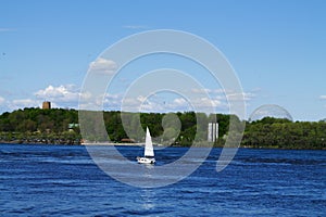 White Boat on the St-Laurent river photo