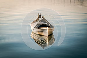 White boat in the water