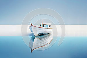 White boat and white sand as visualization concept of calmness and relaxation made with generative AI