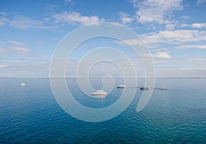 White Boats on Blue Expanse