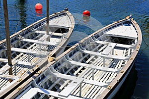 White boats over blue sea water