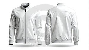 White Bomber Jacket Front and Back Mockup Isolated on White
