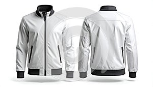 White Bomber Jacket Front and Back Views Mockup