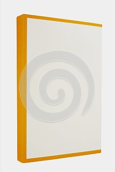 White book with yellow spine isolated on white background.