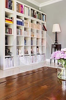 White bookcase at home library