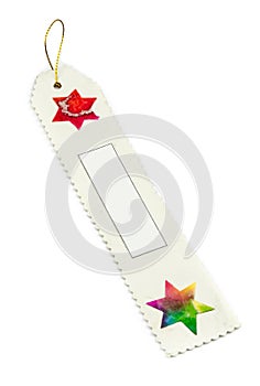 White bookmark or present tag made of mulberry paper photo