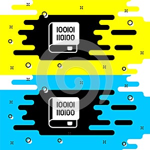White Books about programming icon isolated on black background. Programming language concept. PHP, CSS, XML, HTML