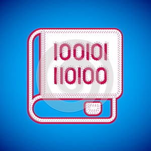 White Books about programming icon isolated on blue background. Programming language concept. PHP, CSS, XML, HTML