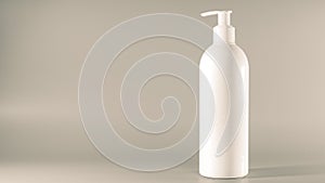 white Bottle of cosmetic products with dispenser