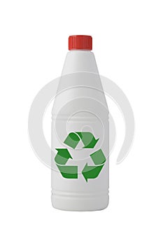 White bottle, with recycling sign