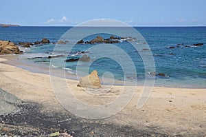 White Boulder in white Sand Beach