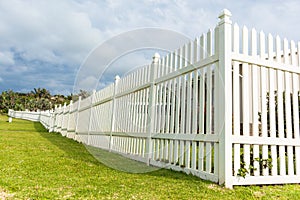 White Boundary Vertical Slat Fence