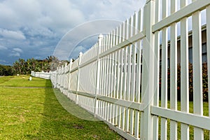 White Boundary Vertical Slat Fence