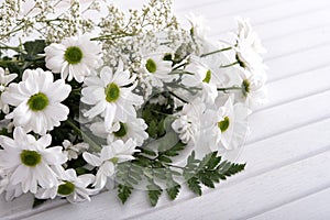 White bouquet on table