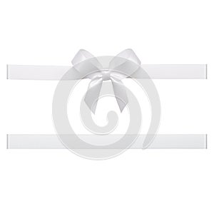 White bow made of satin ribbon