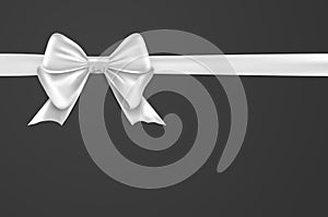 White bow ribbon on white background. White bow isolated gift decoration design for holiday