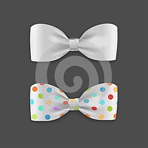 White Bow Tie Set. Vector