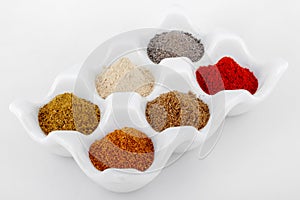 White bowel of multiple spices