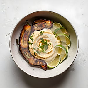 white bowl with chipotle aioli made with mayonnais