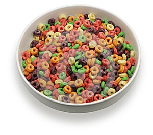 White bowl with colorful cereal