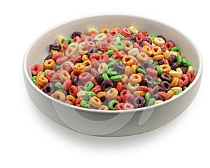 White bowl with colorful cereal