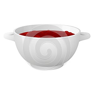 White bowl with delicios strawberry jam. photo