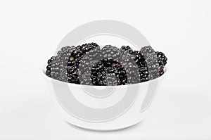 White bowl filled with black berries