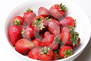 White Bowl of Fresh Strawberries