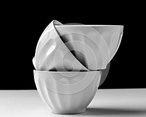 White bowl isolated on black and white background Kitchen