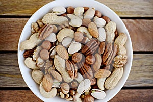 White bowl of nuts